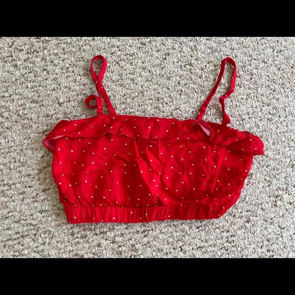 Red and white polka dot crop top from revolve